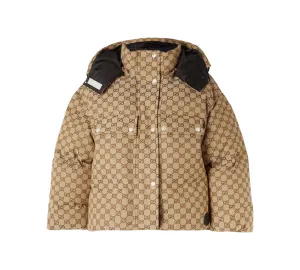 GUCCI Hooded padded cotton-blend logo-jacquard down jacket