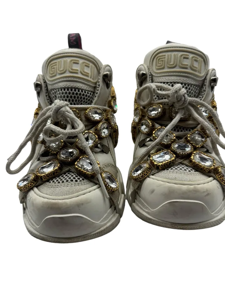 Gucci White Flashtrek Crystal Strap Size 36 ~ US 6 Women's Shoes
