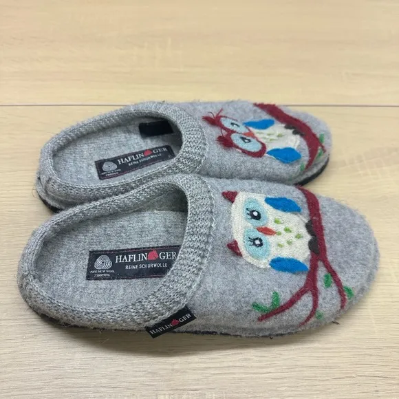 Haflinger Women’s Olivia Owl Silver Grey Wool Size 6.5 EUC