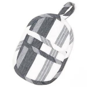 Hand woven Mini Oven Mitt | Black & White Stripes
