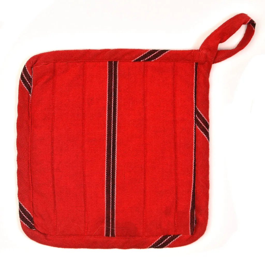 Hand Woven Square Pot Holder | Cajola Red Stripes