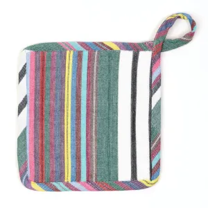 Hand Woven Square Pot Holder | Soft Multi Stripes