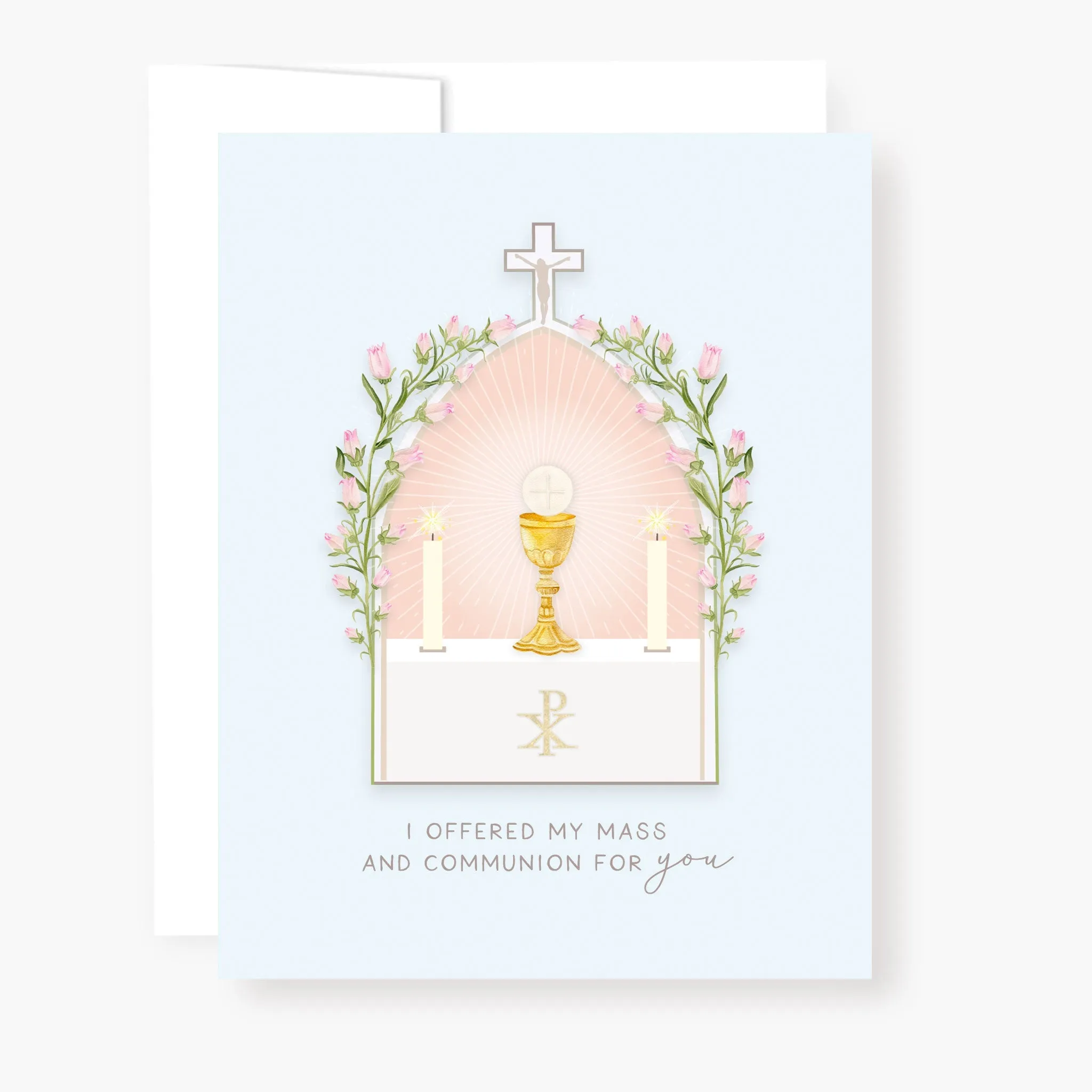 I Prayed for you at Mass Card | Light Blue