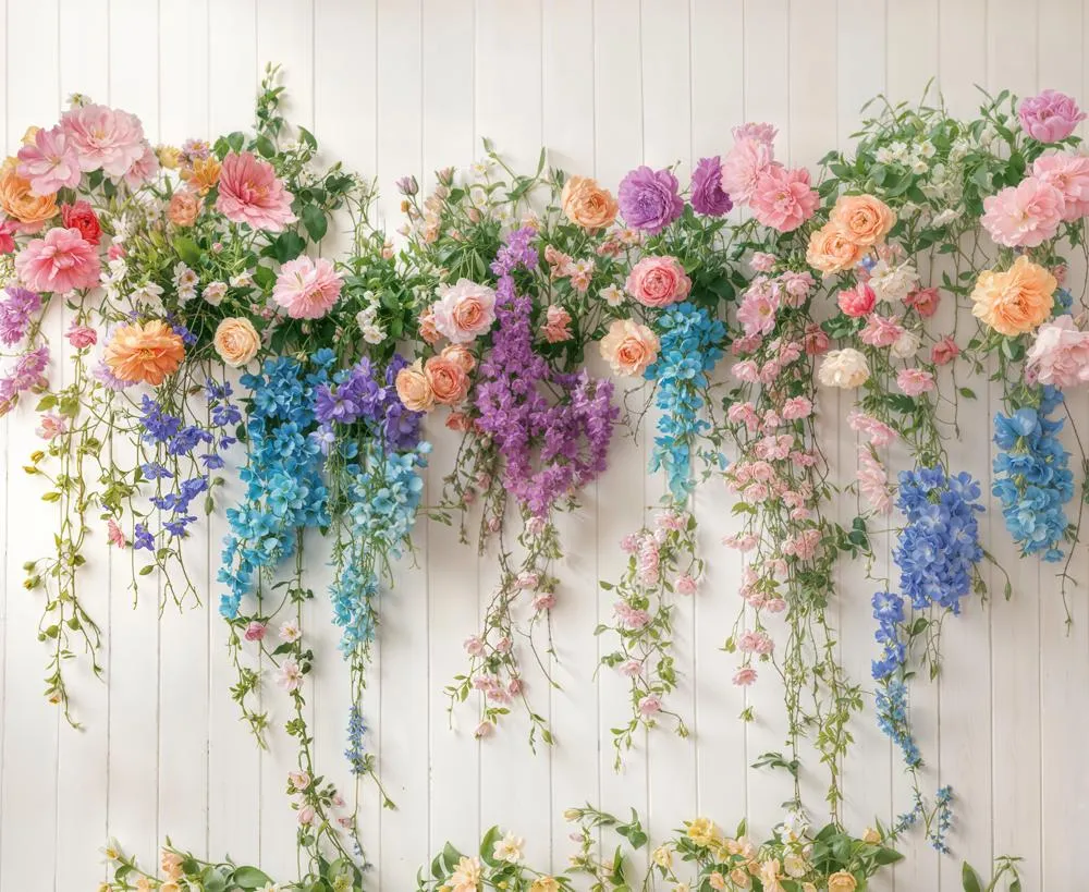 Kate Spring Flower Arch Colorful Fleece Backdrop Designed by Emetselch