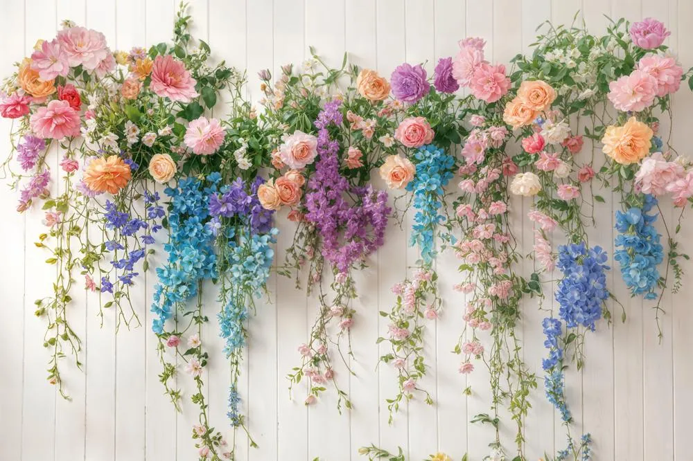 Kate Spring Flower Arch Colorful Fleece Backdrop Designed by Emetselch