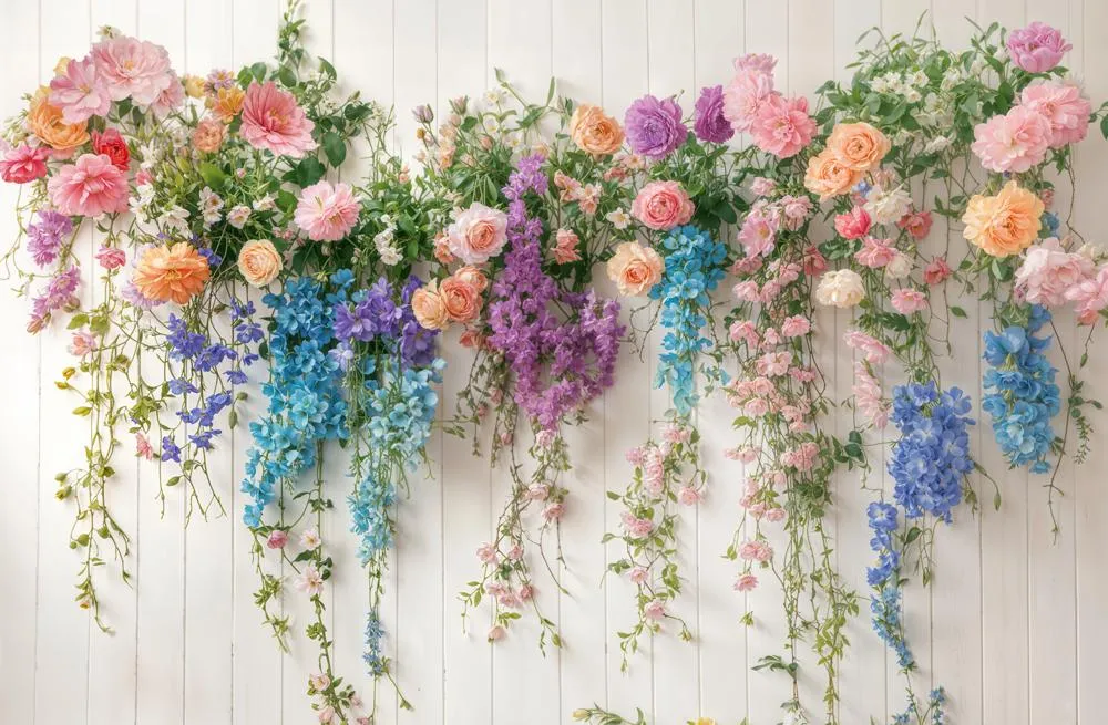 Kate Spring Flower Arch Colorful Fleece Backdrop Designed by Emetselch
