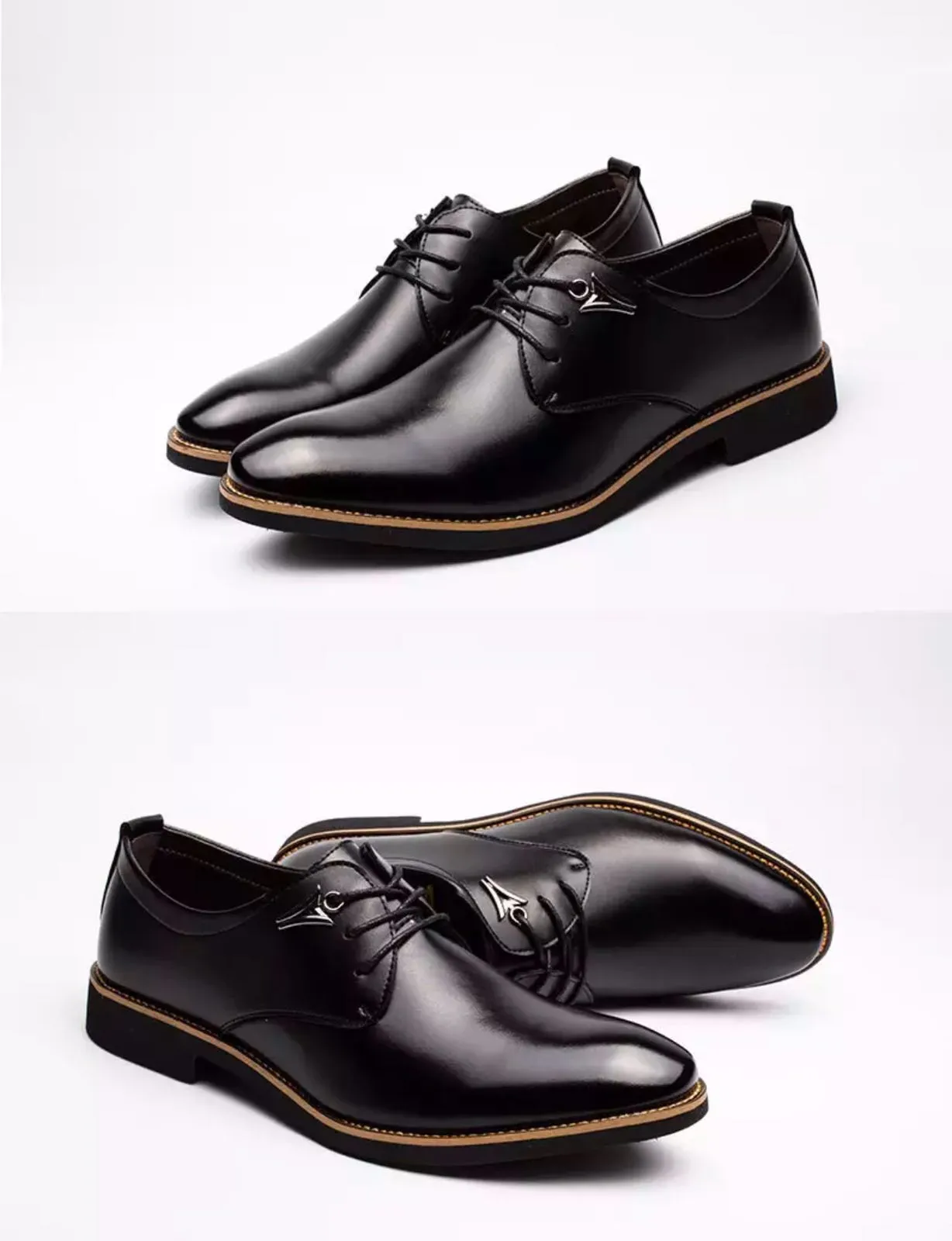 Lace Up Flats Casual Leather Business Dress Formal Shoes