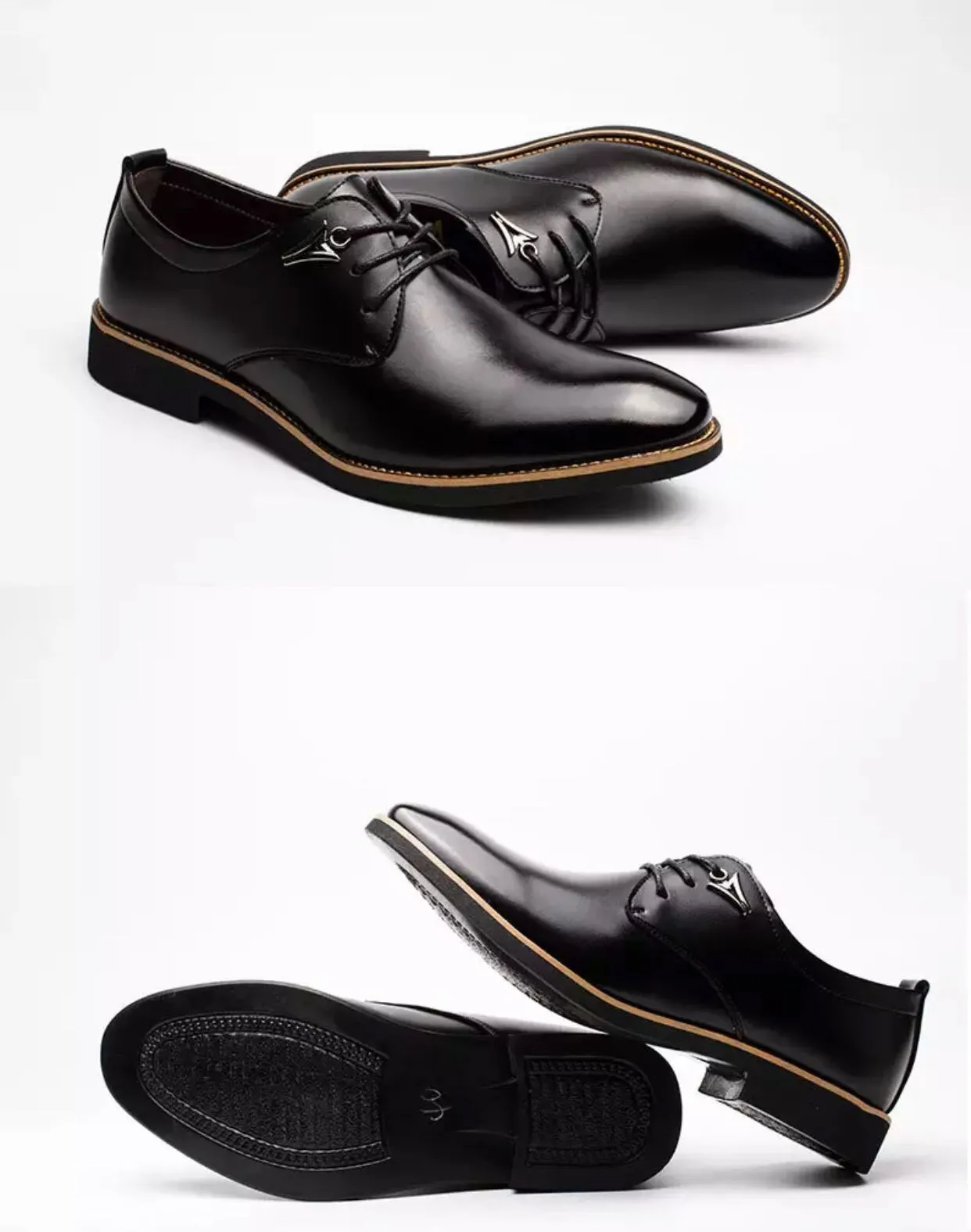 Lace Up Flats Casual Leather Business Dress Formal Shoes