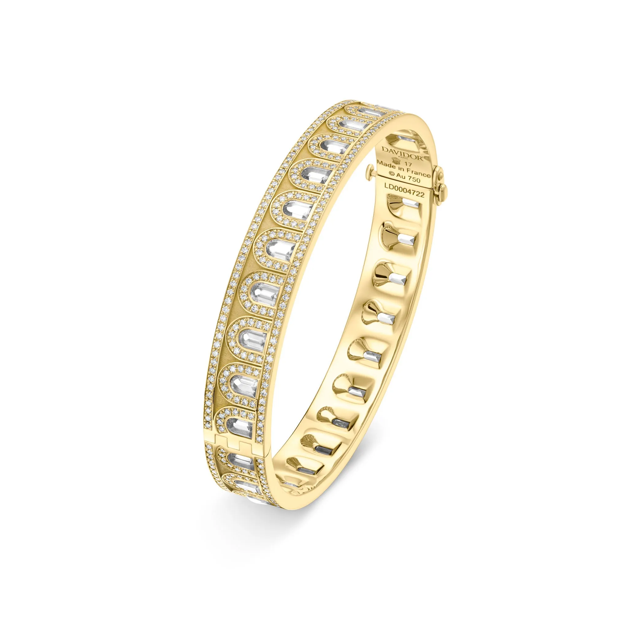 L'Arc Deco Bangle, 18k Yellow Gold with DAVIDOR Arch Cut Diamonds and Brilliant Diamonds