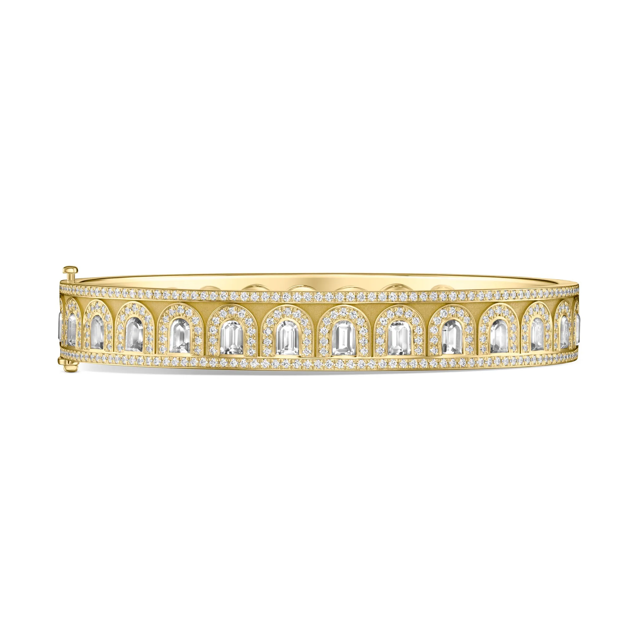 L'Arc Deco Bangle, 18k Yellow Gold with DAVIDOR Arch Cut Diamonds and Brilliant Diamonds