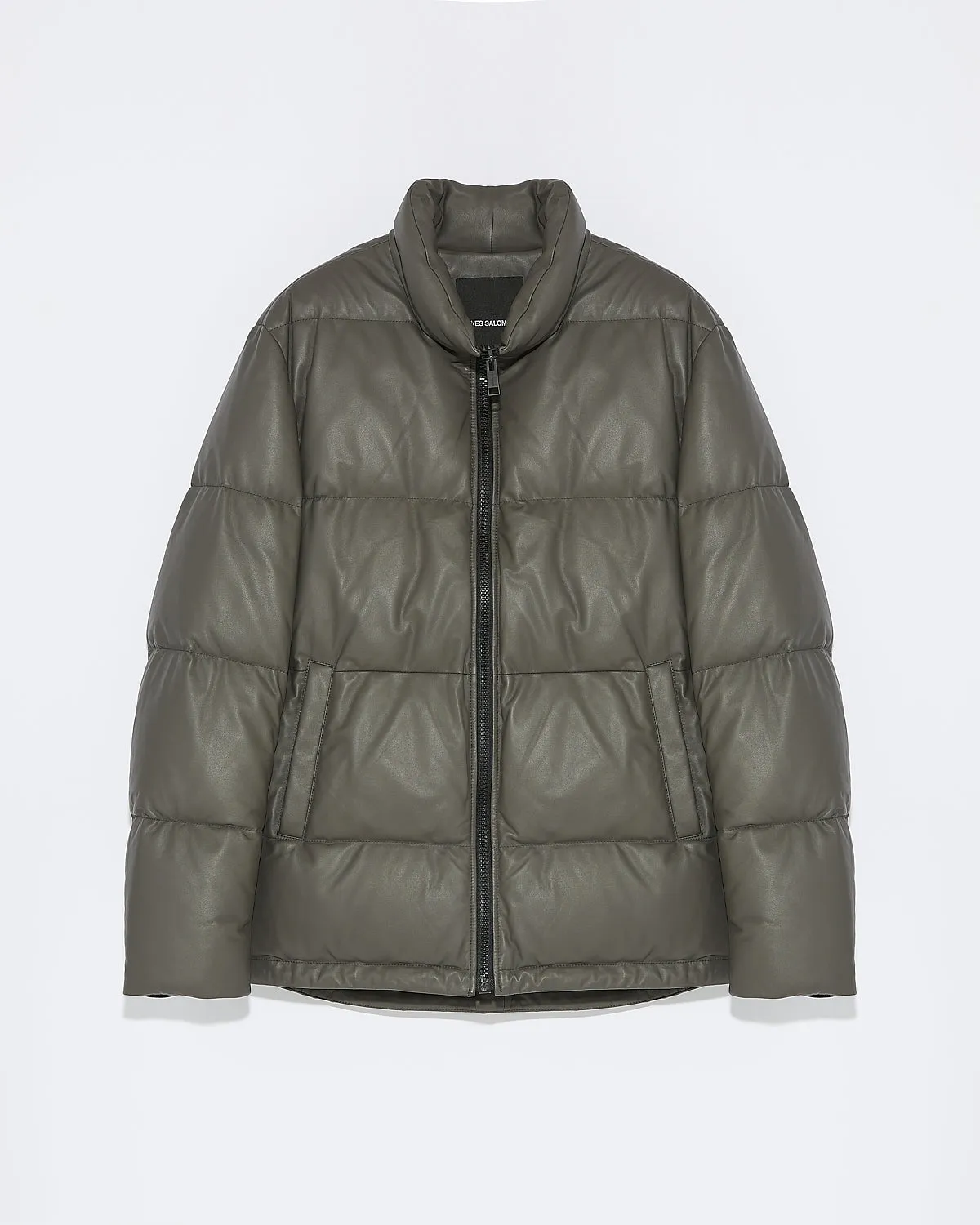 Leather down jacket