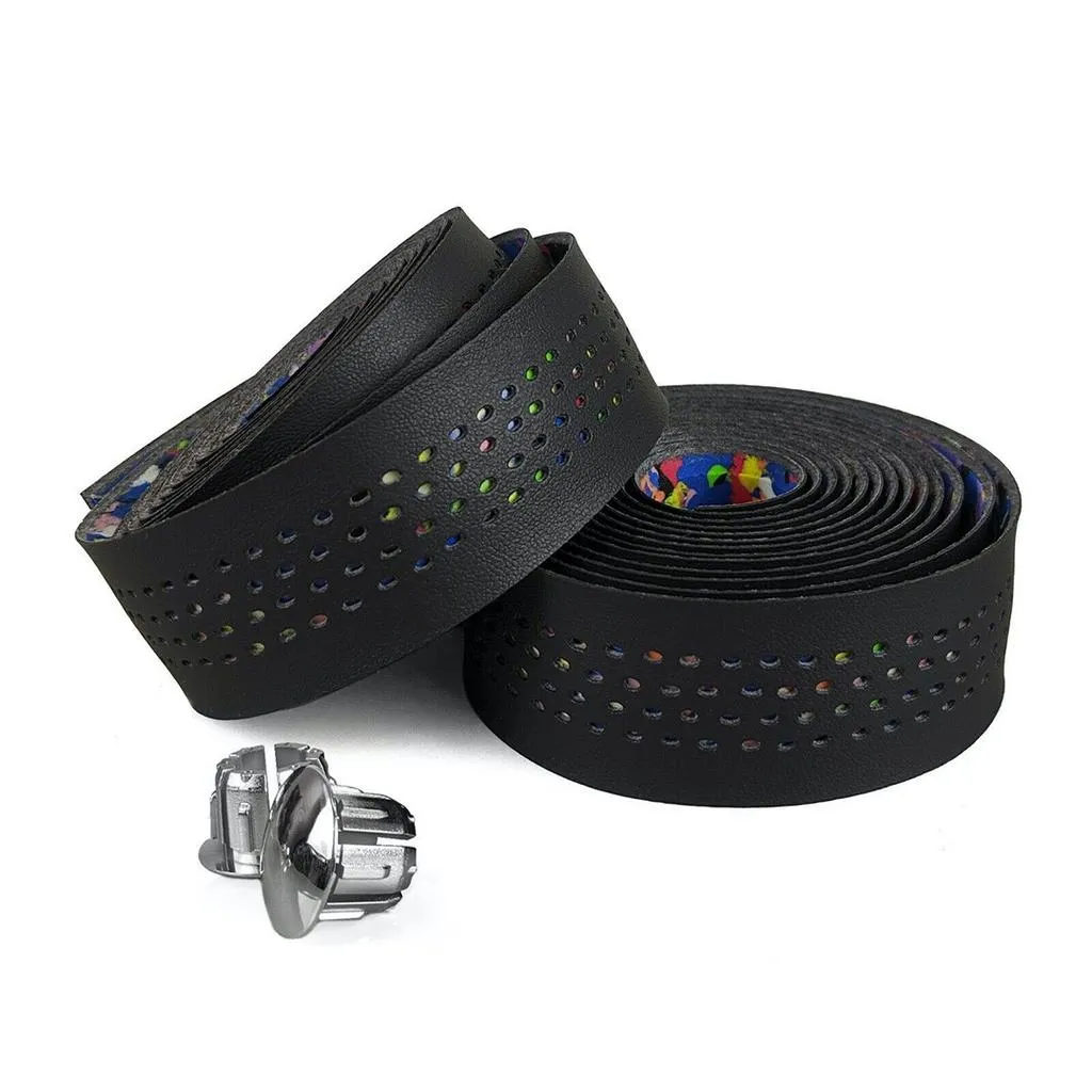 Leather Perforated Bar Tape - Kaleido Black