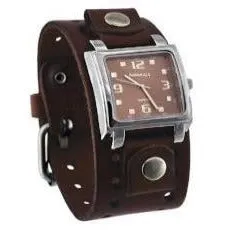 Lite SQ Brown Watch with Perforated Brown Leather Cuff