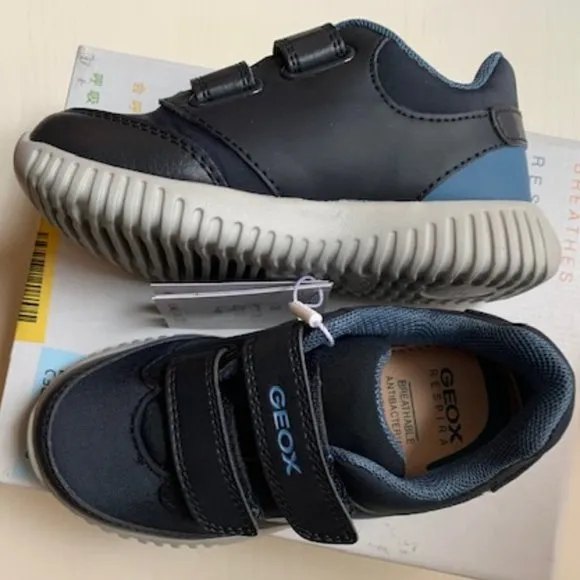 Little Boy's 8.5 Geox Waviness Sneaker- Navy Blue NEW