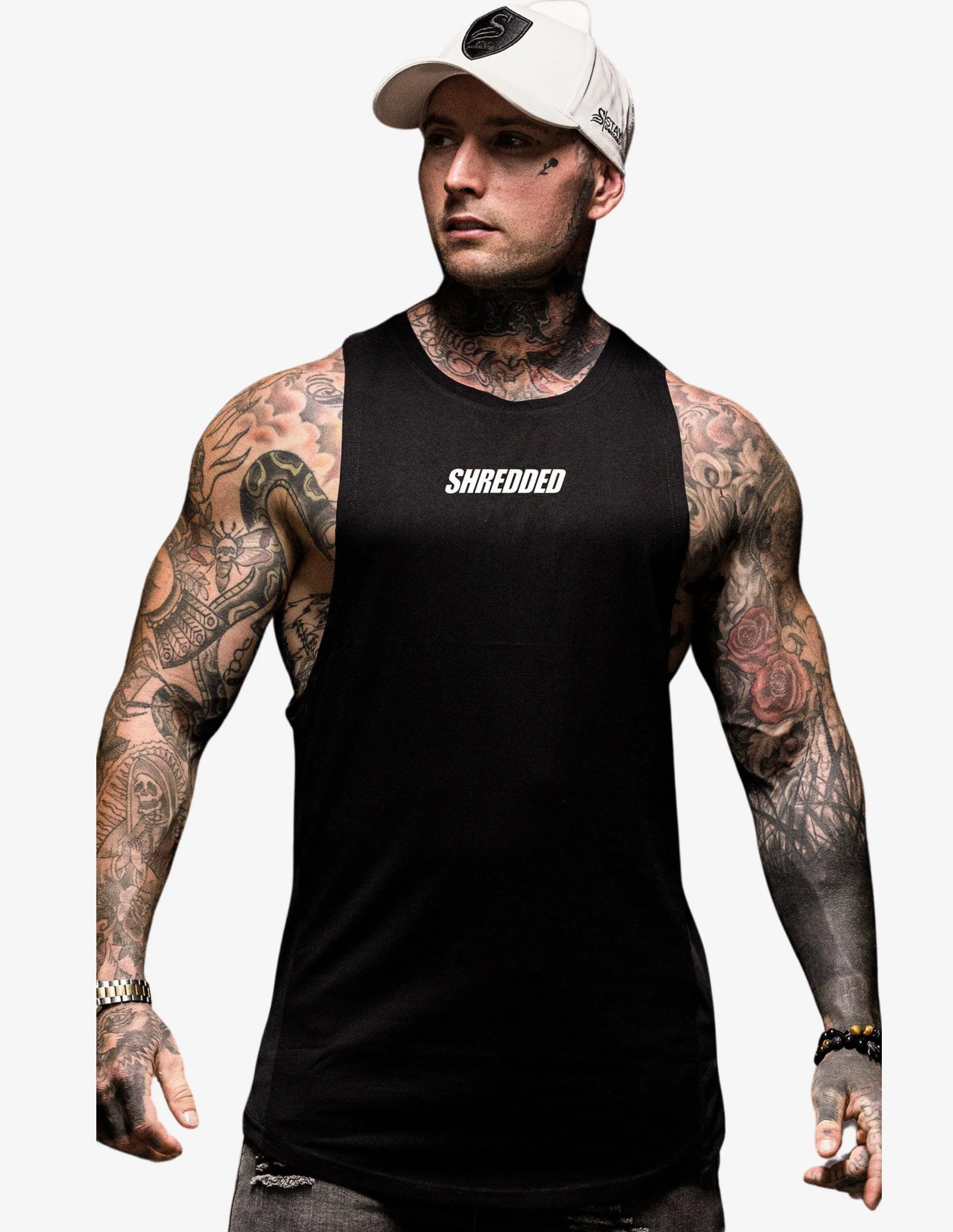 Longline Muscle Tank top - Black / White