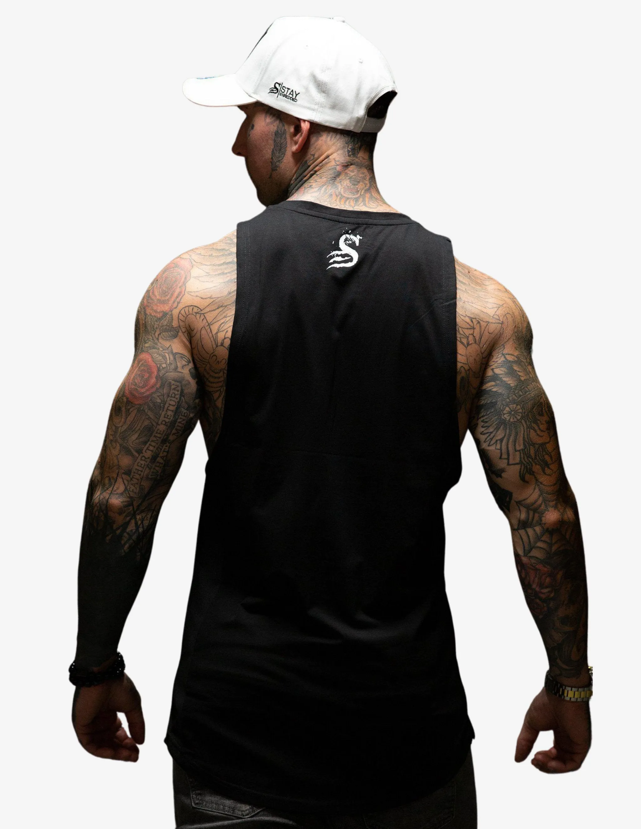 Longline Muscle Tank top - Black / White
