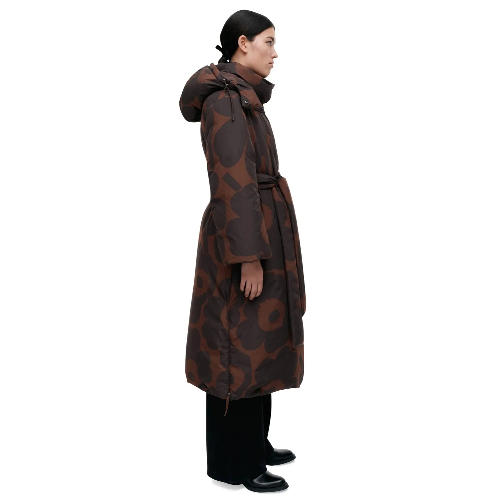 Marimekko Suoja Unikko Down Coat, Brown & Black
