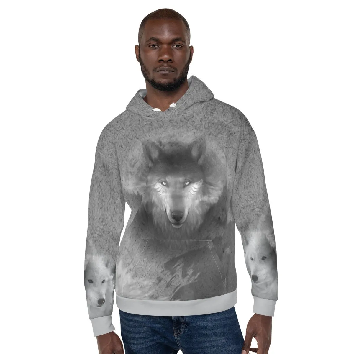 Men's Grey Wolf Hoodie