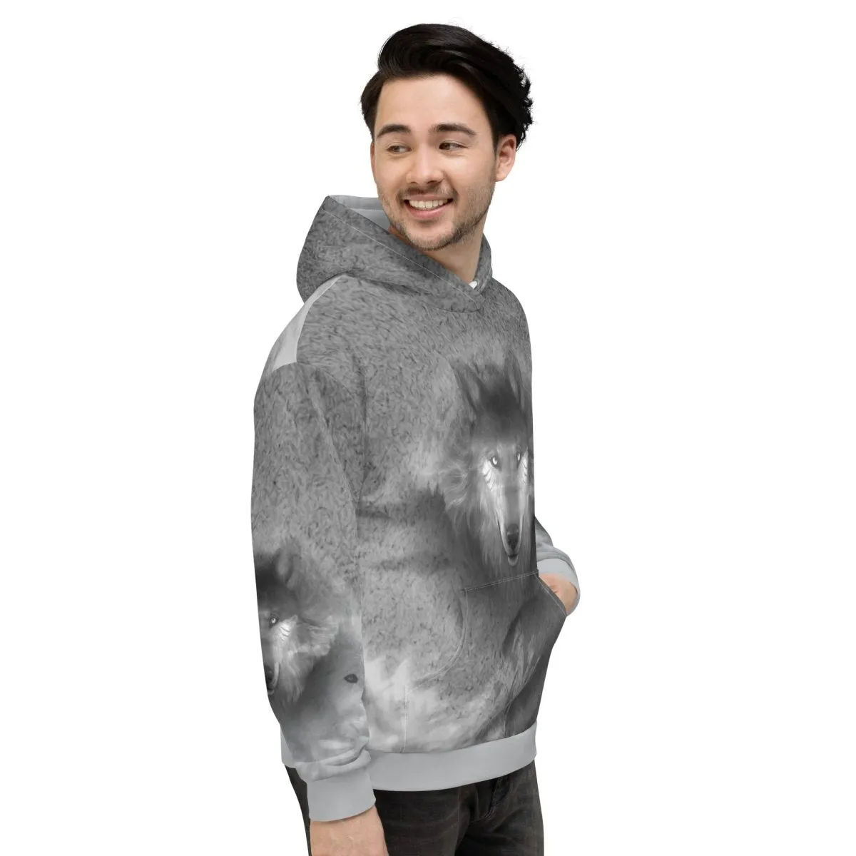 Men's Grey Wolf Hoodie