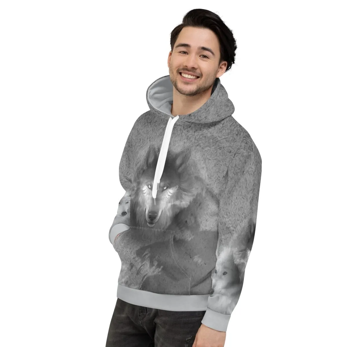 Men's Grey Wolf Hoodie