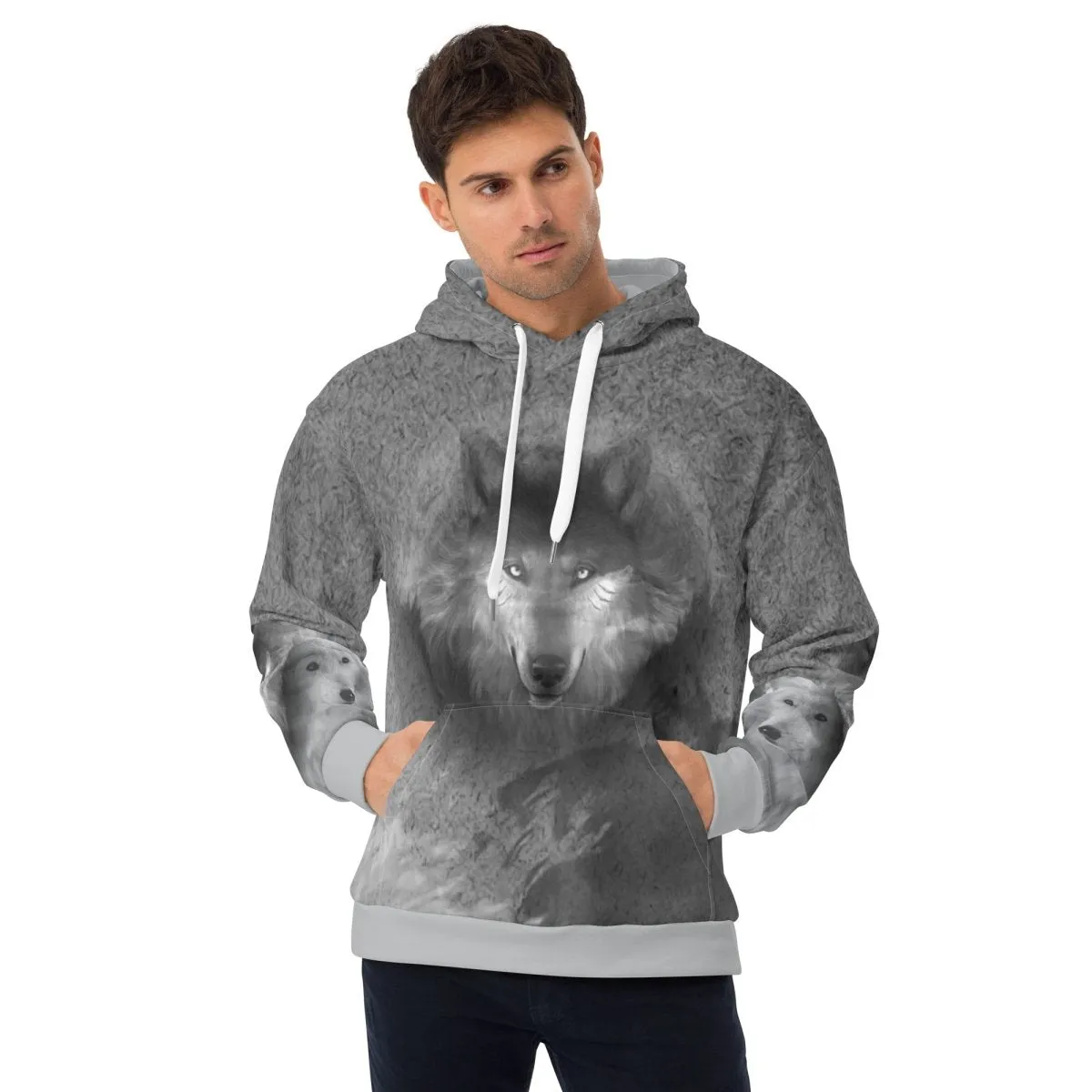 Men's Grey Wolf Hoodie