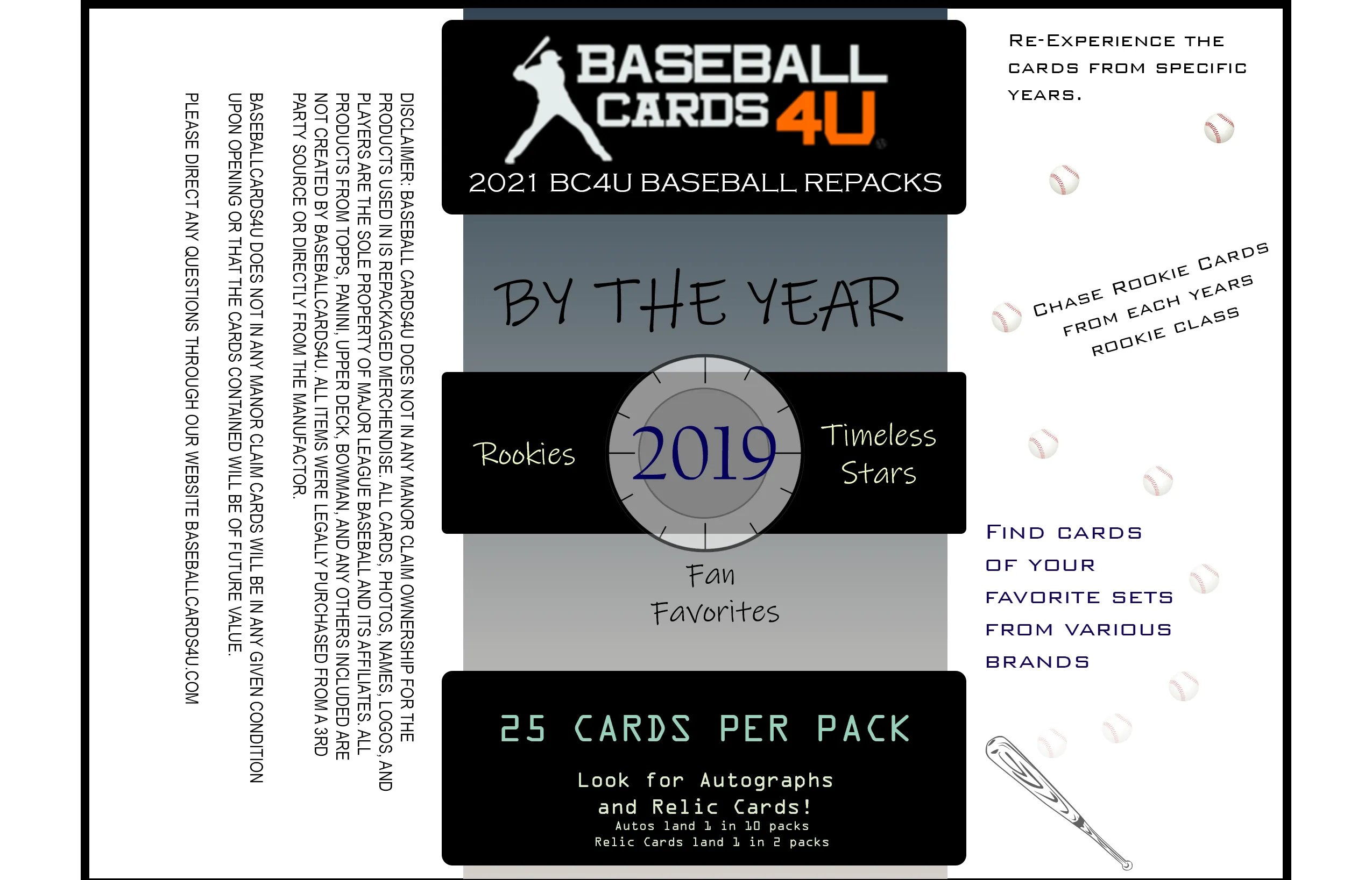 NEW!!! - 2021 BC4U Repacks: By The Year VALUE PACK - 25 Cards - 5$ - Year Specific - Prospects, Stars, HOF’s - HUGE VALUE!