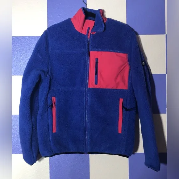 NWT Penfield Mattawa Fleece Jacket in Cobalt Blue and Raspberry