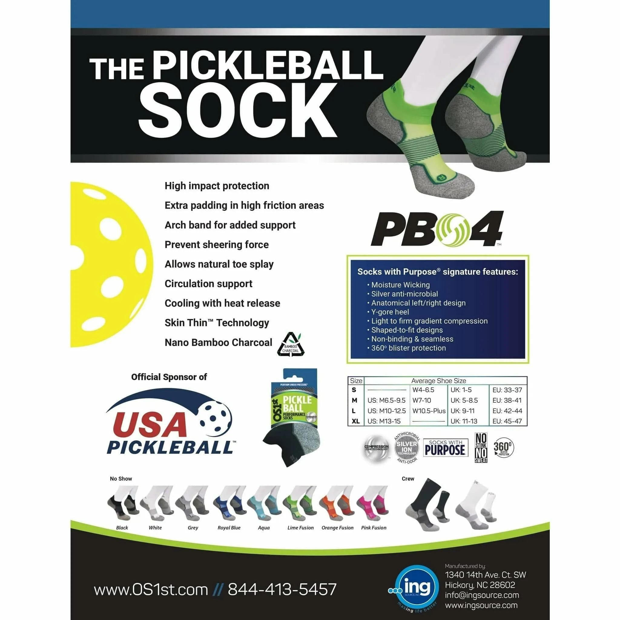 OS1st Pickleball Crew Socks
