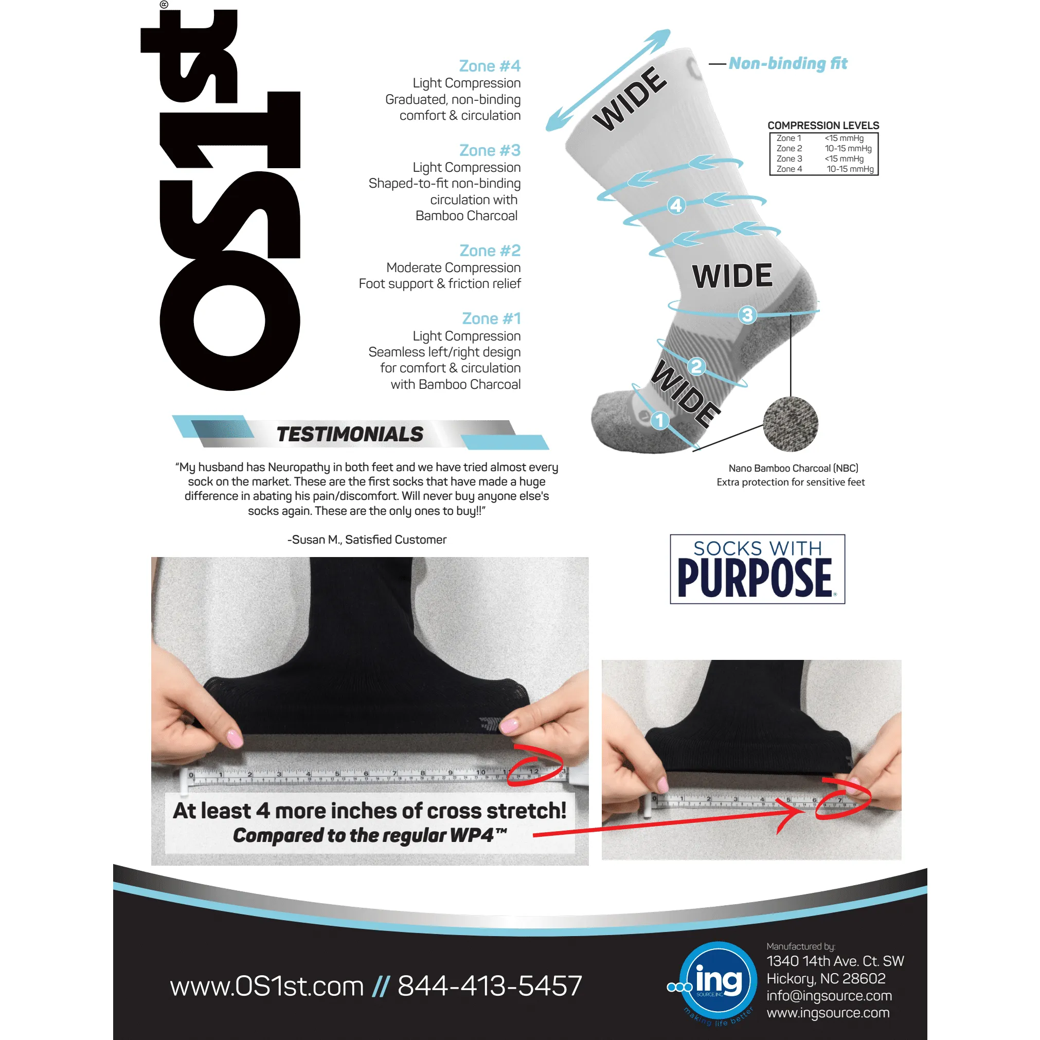 OS1st Wide Wellness Performance No Show Socks