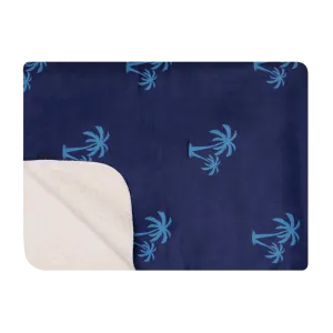 Palm Trees Cyan - Luxury Sherpa Fleece Blanket