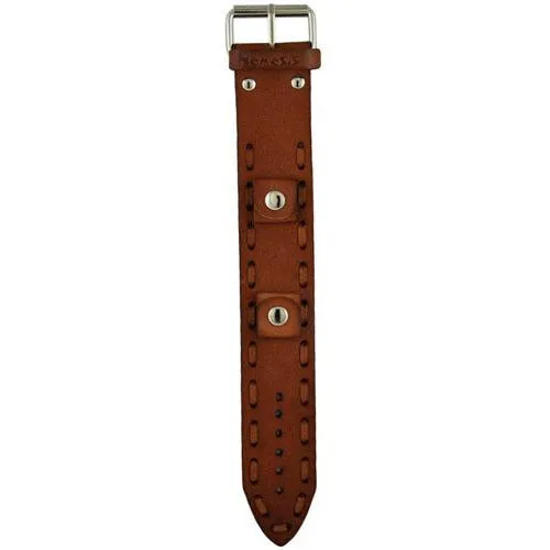 Perforated Dash Khaki Leather Cuff