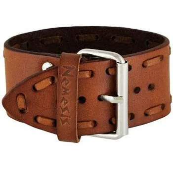 Perforated Dash Khaki Leather Cuff