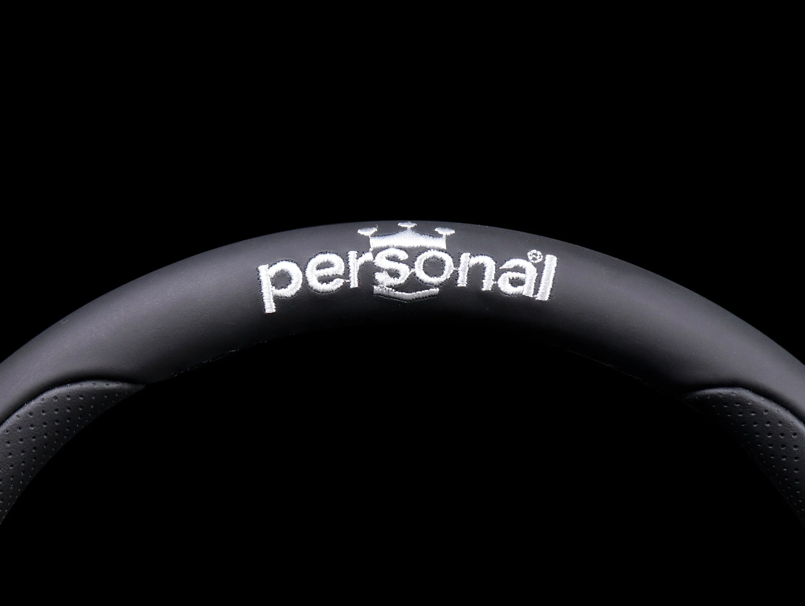 Personal Pole Position 330mm Steering Wheel - Black Perforated Leather w/ Black Stitch (Embroidered Logo)