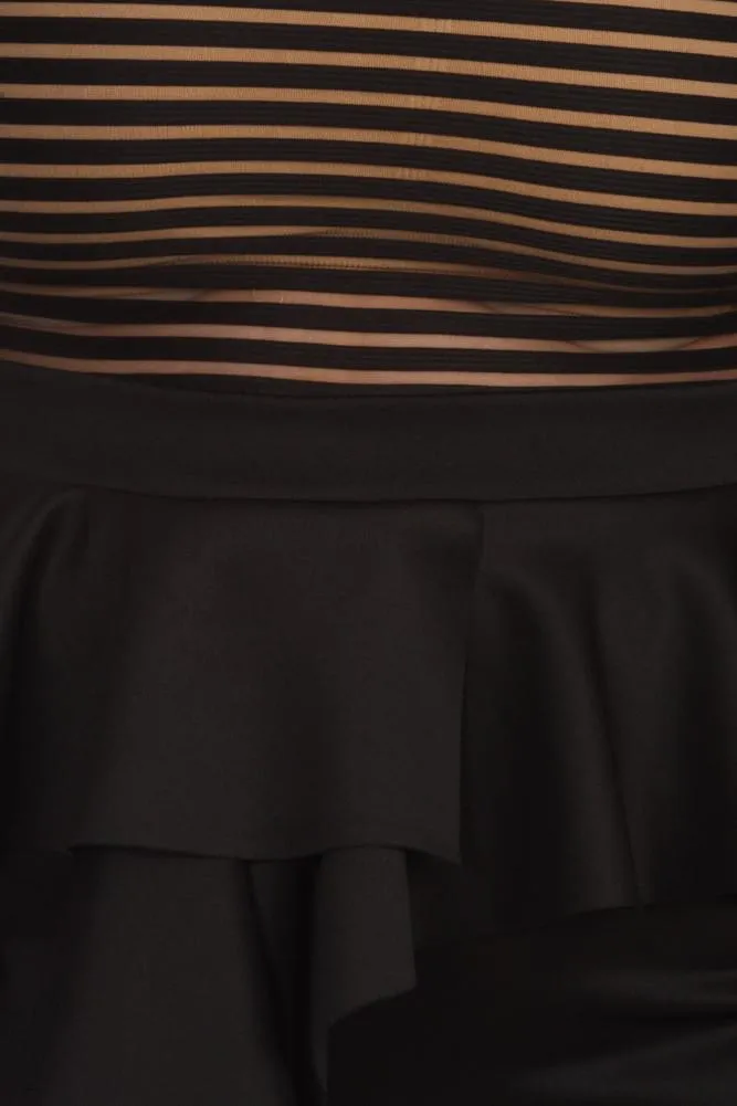 Plus Size Foxy Ruffle Skirt Mesh Stripes Dress