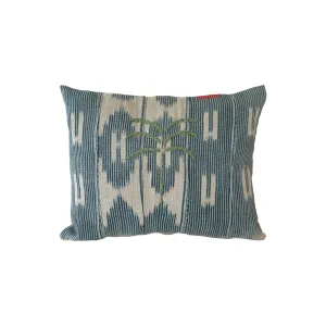 Poetry Cushion - Blue Baule Green Palm