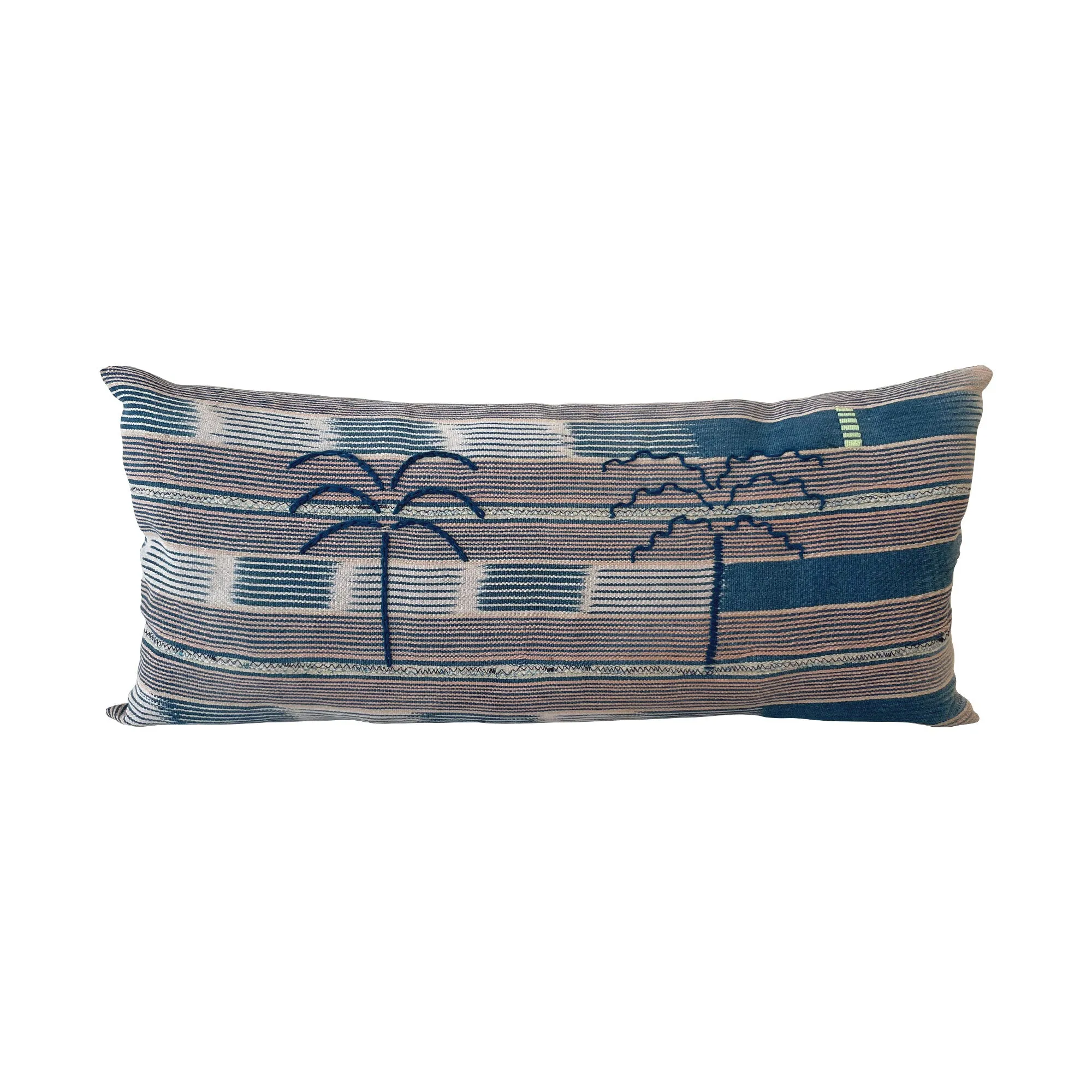 Poetry Cushion - Peach Baule Blue Palms