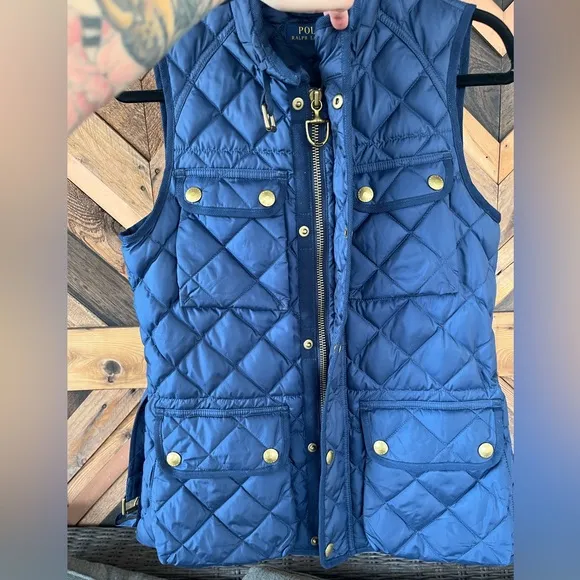 Polo Ralph Lauren Diamond Quilted Down Feather Vest Medium Navy Blue