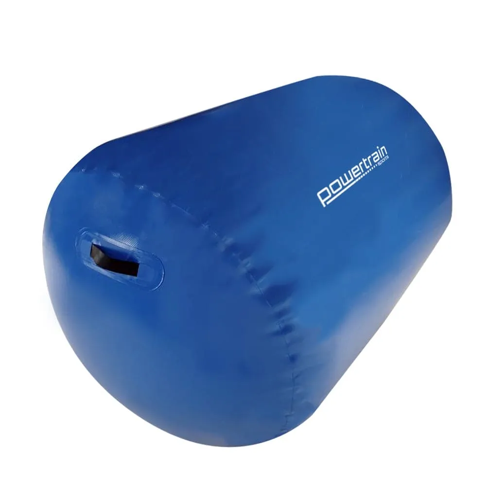 Powertrain Sports Inflatable Gymnastics Air Barrel Exercise Roller 120 x 75cm - Blue - ONLINE ONLY