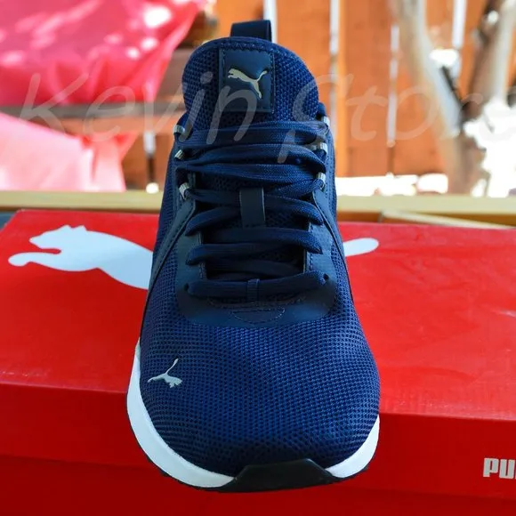 PUMA Mens Pacer Net Cage Trainers Sneakers Running Shoes Navy