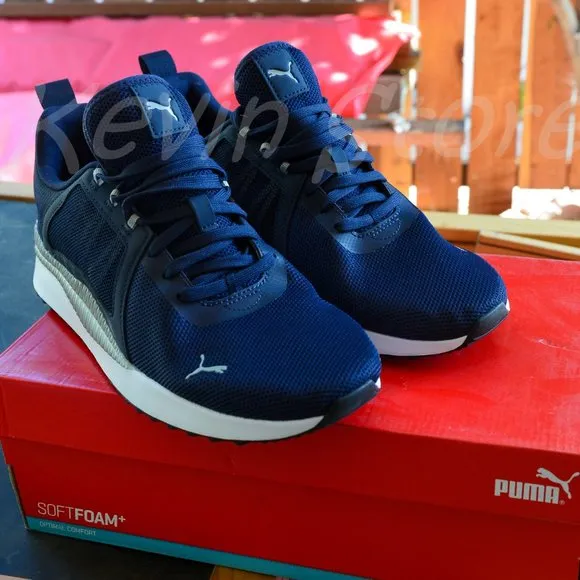 PUMA Mens Pacer Net Cage Trainers Sneakers Running Shoes Navy