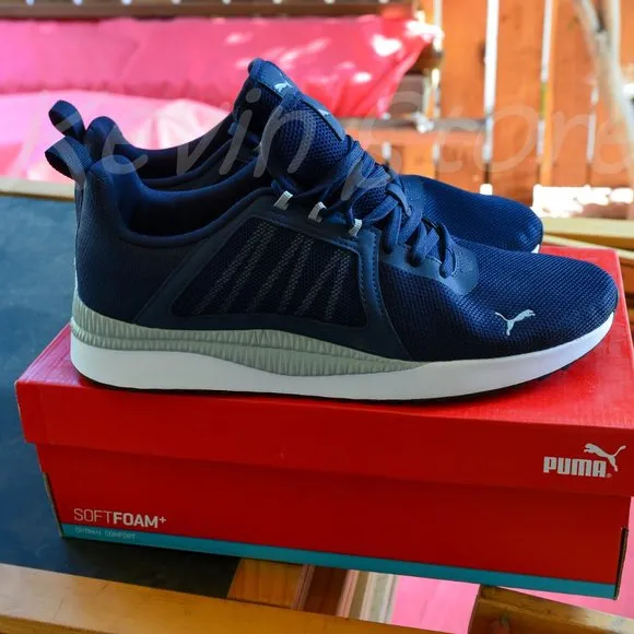 PUMA Mens Pacer Net Cage Trainers Sneakers Running Shoes Navy