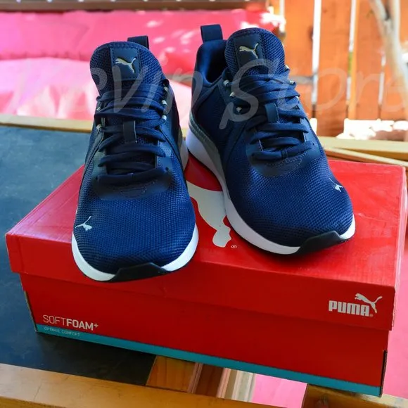 PUMA Mens Pacer Net Cage Trainers Sneakers Running Shoes Navy