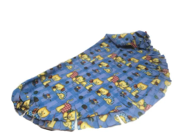 Puppy Blanket cat blanket rug blue polar fleece  fringed throw rug small