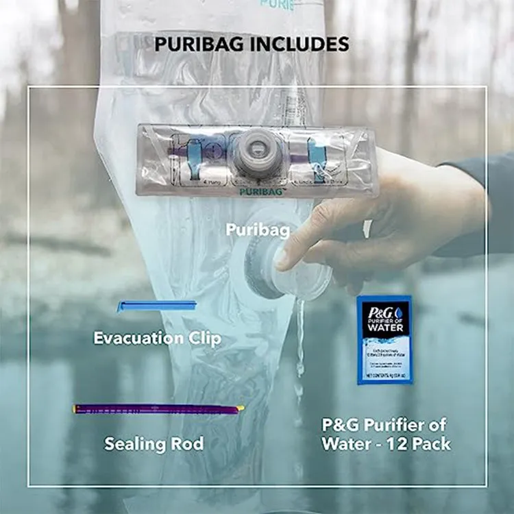 PURIBAG PRO SYSTEM WITH STRAW FILTER AND P&G WATER PURIFIER PACKETS