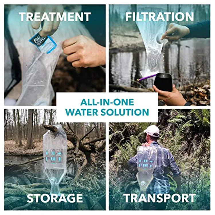 PURIBAG PRO SYSTEM WITH STRAW FILTER AND P&G WATER PURIFIER PACKETS