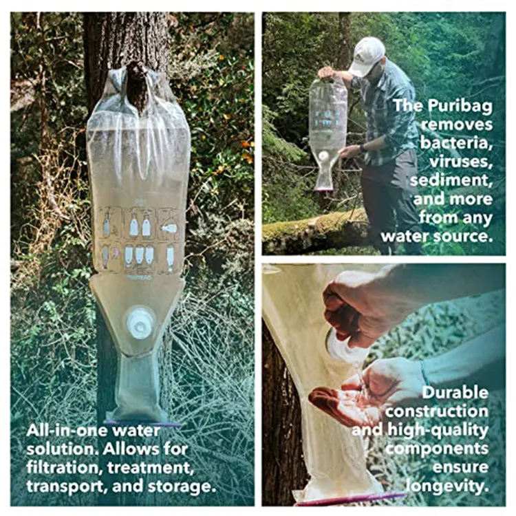 PURIBAG PRO SYSTEM WITH STRAW FILTER AND P&G WATER PURIFIER PACKETS