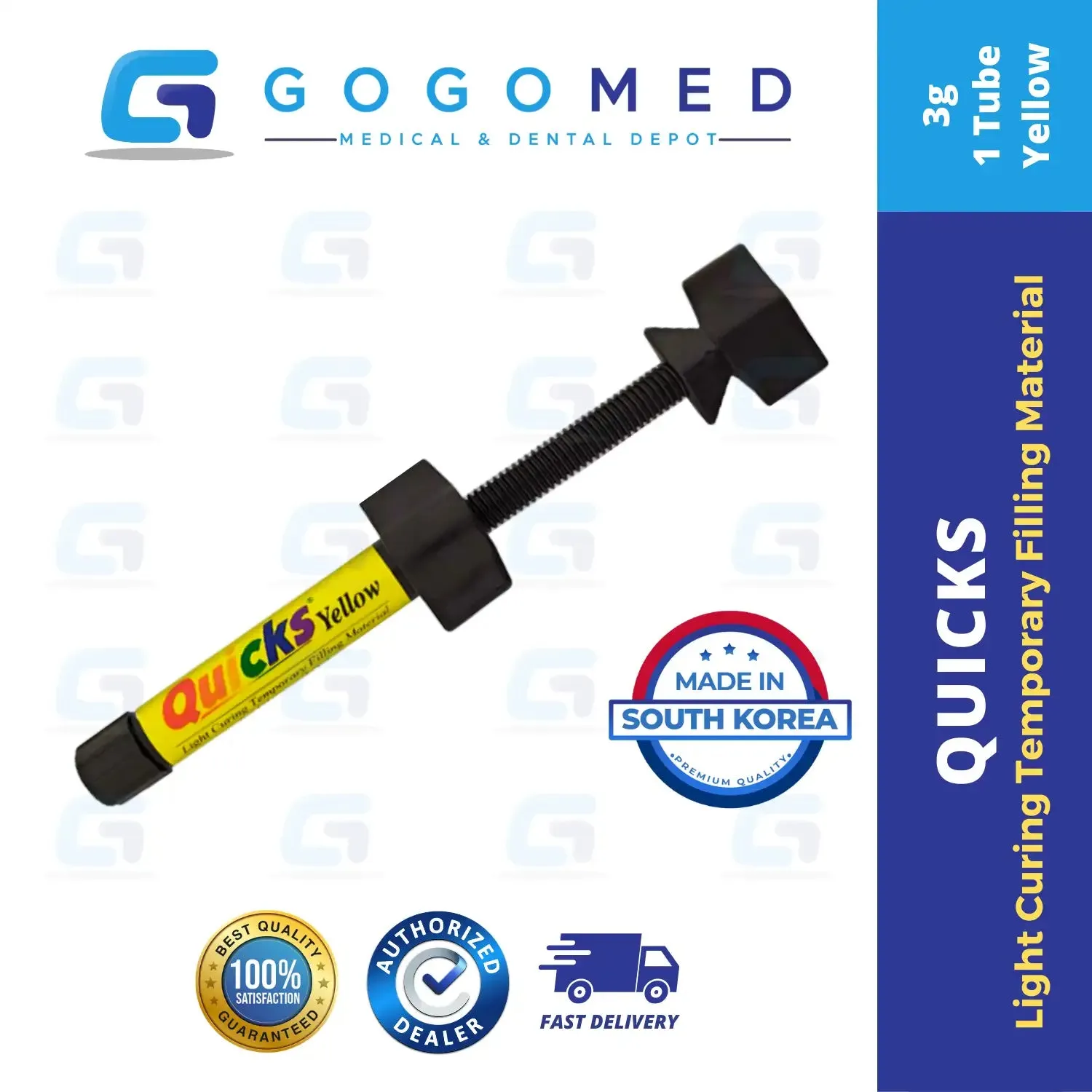 Quicks - Light Curing Temporary Filling Material (Packable) - 3g per Tube
