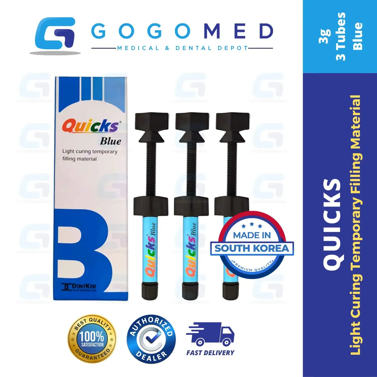 Quicks - Light Curing Temporary Filling Material (Packable) - 3g per Tube