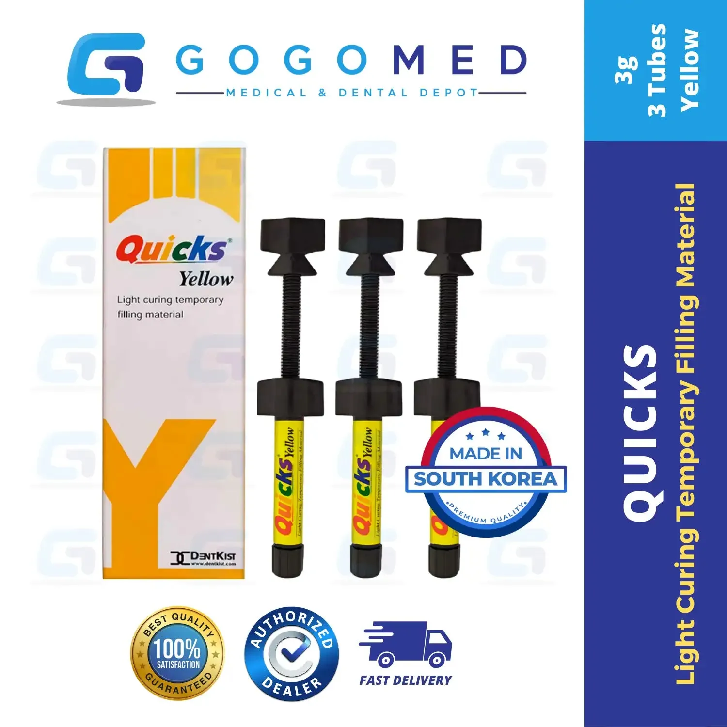 Quicks - Light Curing Temporary Filling Material (Packable) - 3g per Tube