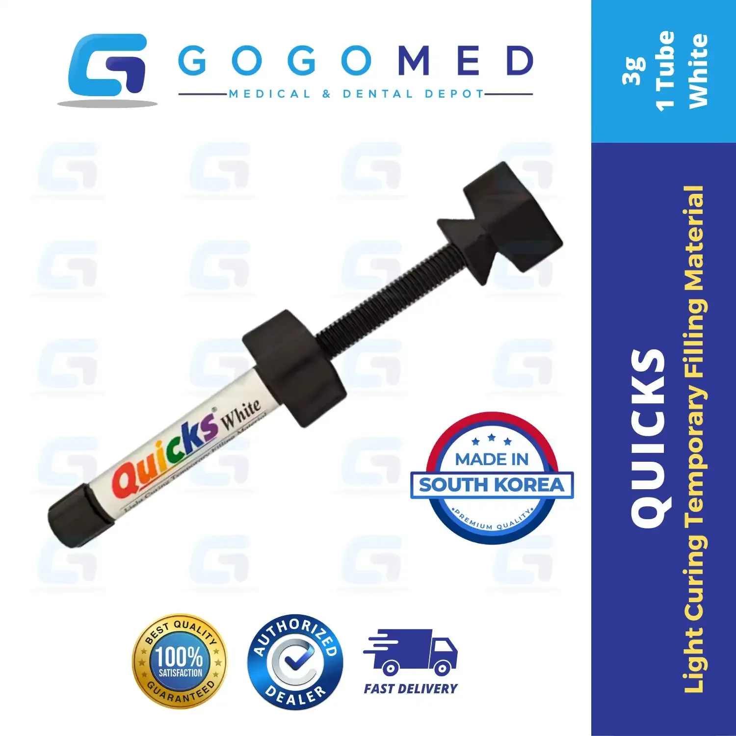 Quicks - Light Curing Temporary Filling Material (Packable) - 3g per Tube